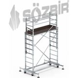 Sözbir 2x2,5 = 5MT TEKERLEKLİ ALÜMİNYUM TELESKOPİK İSKELE 80X25 ÇOK AMAÇLI/PRATİK/KOLAY - Gümüş Gri