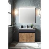 Sözcan Group Aras Dolap Takımı (asma Alt+aynalı Üst+lavabo)antrasit/atlantik Çam 65 Cm Antrasit-Atlantik Çam