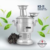 Sözenler Krom Paslanmaz Çelik 4,5 Lt Odun ve Kömürlü Semaver 27 cm Genişlik 40 cm Uzunluk