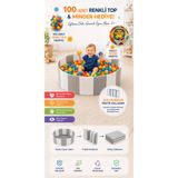 Sozzy 1OO TOPLU Çocuk Top Havuzu – Güvenli Oyun Alanı – Renkli Toplu Bebek Oyun Havuzu - GRİ