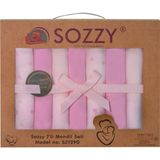 Sozzy Kız Bebek Ağız Mendili - Pamuklu, Yumuşak Doku, Montessori Uyumlu Eğitici Oyun Seti (7 Adet)