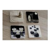 Spa Taşları ve Kiraz Çiçeği Doğal Taş Bardak Altlığı 4'lü set - Natural Stone Coasters