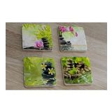 Spa Taşları ve Orkide Doğal Taş Bardak Altlığı 4'lü set - Natural Stone Coasters