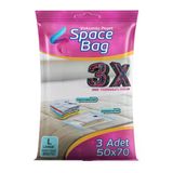 Space Bag 3 Adet 50X70 Vakumlu Poşet Seti + 1 Adet Çorap Hurcu