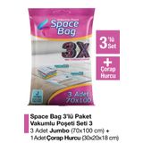Space Bag 3 Adet 70X100 Vakumlu Poşet Seti + 1 Adet Çorap Hurcu
