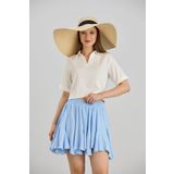 Space Fashion Bebe Mavisi Beli Lastikli Mini Etek
