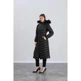 Space Fashion Kadın Uzun Şişme Mont - 000-Siyah - 38