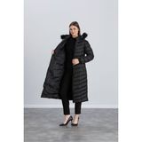Space Fashion Kadın Uzun Şişme Mont - 000-Siyah - 48