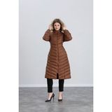 Space Fashion Kadın Uzun Şişme Mont - 42 - 880Taba