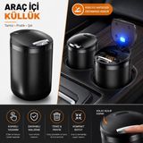 Space Işıklı Küllük Siyah/ ICKU61 - Tuşla Açmalı, Kolay Montaj, Universal Uyumlu ABS Malzeme