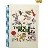 Space License Looney Tunes That's All Folks Spiralli Sert Kapak Kareli Defter 96 Yaprak