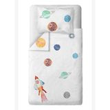 Space Planet Whıte %100 Pamuk Çocuk Nevresim Takımı 100 x 200 cm