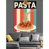 Spagetti Makarna Yiyecek Posteri Dekoratif Kanvas - Mdf Ahşap Tablo