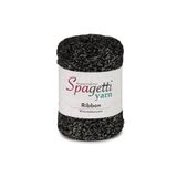 Spagettiyarn Siyah Simli Ribbon Ip (gümüş Sim)