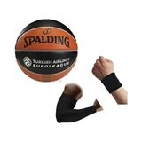 Spalding Basketbol Topu TF150 7 Euroleague Kauçuk 7 Numara Renkli Dayanıklı Malzeme - Siyah