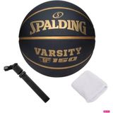 Spalding Basketbol Topu Varsity Black Gold TF-150 Size:7+ Pompa + Havlu Bileklik - 7 Numara - Siyah - Sarı