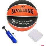 Spalding TF-150 Euroleague Kauçuk Antrenman Basketbol No 6 Outdoor Maç Topu 540 gr + Pompa + Havlu Bileklik - Turuncu - Siyah - 6 Numara