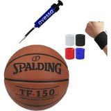 Spalding TF-150 Kırmızı Renkli Basketbol Topu 7 Numara Fiba Logolu + Pompa + Havlu Bileklik Başlangıç Seviyesi
