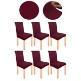 Spandex Mikro Petek Kumaş Likralı Lastikli Tüylenmez 6'Lı Sandalye Kılıfı Kaliteli Sandalye Örtüsü - Bordo