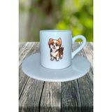 Spaniel Köpek Baskılı Türk Kahvesi Fincanı Tabaklı Kişiye Özel Model 1