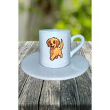 Spaniel Köpek Baskılı Türk Kahvesi Fincanı Tabaklı Kişiye Özel Model 2
