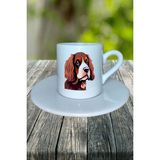 Spaniel Köpek Baskılı Türk Kahvesi Fincanı Tabaklı Kişiye Özel Model 5