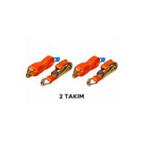 Spanzet Kancalı Mini Yük Gerdirme Kiti 4 Metre 800 Kg Cırcırlı Bağlama Kayışı Kancalı - 2 Takım