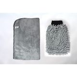 Spark 2'li Set Mikrofiber Büyük Boy Peluş Oto Kurulama Bezi ve Şönil Temizlik Eldiveni - Çok Renkli