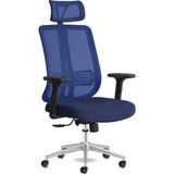 Spark Ofis Sandalyesi Baş Destekli Fileli Sırt Ergonomik Çalışma Koltuğu (Lacivert) - Çok Renkli - Beyaz - Gold