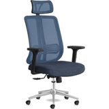 Spark Ofis Sandalyesi Baş Destekli Fileli Sırt Ergonomik Çalışma Koltuğu (Mavi) - Abanoz