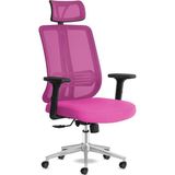 Spark Ofis Sandalyesi Baş Destekli Fileli Sırt Ergonomik Çalışma Koltuğu (Pembe)