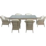 Spark | Rehome 100X200 Rattan Bahçe Masa Takımı | 316 - Gri - Beyaz