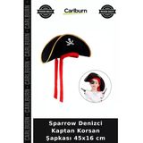 Sparrow Denizci Kaptan Korsan Şapkası 45X16 Cm Sahne Aksesuarı Eğlence Ürünü Maskeli Balo