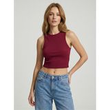 Sparrow Kadın Slimfit Fitilli Halter Yaka Esnek Örme Crop Atlet - Bordo - XS