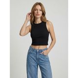 Sparrow Kadın Slimfit Fitilli Halter Yaka Esnek Örme Crop Atlet - Siyah - XL
