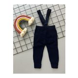 Sparrow Laurel Beniz Kids Lacivert Renk Yüksek Bel Önden Çapraz Askılı Ayarlanabilir Fitilli Bebek Triko Tayt