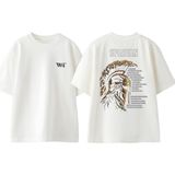 Spartan Kask Tasarım Sırt Baskılı Pamuk Beyaz Oversize T-Shirt