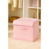 Spartek home textile 1Adet-KAPAKLI PEMBE Dolap İçi Çamaşır Oyuncak Düzenleyici Katlanır Kapaklı Saklama Kutusu30X30X30CM