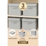 Spartek home textile 3Adet-KAPAKLI Desenli Dolap İçi Çamaşır Oyuncak Düzenleyici Katlanır Kapaklı Saklama Kutusu 30x30x30