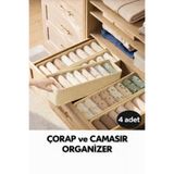 Spartek home textile 4 ADET Çekmece ve Dolap içi Düzenleyici, Raf Düzenleyici, Katlanabilir Çorap ve Çamaşır Organizer