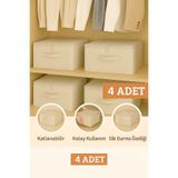 Spartek home textile 4 lü KREM Destekli Hurç Büyük Boy – Fermuarlı Katlanabilir Saklama ve Düzenleme Kutusu 42x35x23cm