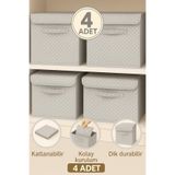 Spartek home textile 4Adet-KAPAKLI Desenli Dolap İçi Çamaşır Oyuncak Düzenleyici Katlanır Kapaklı Saklama Kutusu 30x30x30