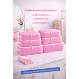 Spartek home textile 6 Parça PEMBE - Bavul Organizer Seti Filesiz desenli – Hurç ve Çanta Takım