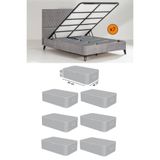 Spartek home textile - 7 Adet Lüx Gri -çekyat Baza Tipi Hurc - Baza Altı Büyük Boy Saklama Hurcu 65 X 45 X 22 Cm