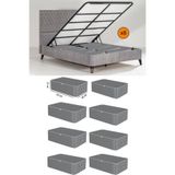 Spartek home textile 8 Adet Antrasit -Çekyat Baza Tipi Hurc - Baza Altı Büyük Boy Saklama hurcu 65 X 45 X 22 cm