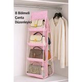 Spartek home textile 8 Cepli PEMBE PUANTİYELİ Dolap Içi Çanta Ve Ayakkabı Düzenleyici 110X37