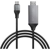 Spasibo Type-C To HDMI Kablo 4K 30Hz 1.8 Metre - Telefon ve Bilgisayarı Tv'ye Bağlama Görüntü Aktarım Kablosu (Siyah) - Siyah - Gri