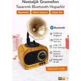 Spech Power Nostaljik Gramofon Tasarımlı Bluetooth Hoparlör Retro Ahşap Görünümlü