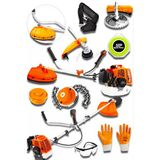 Spech Power U.S.A 2.1 Hp Benzinli Yan Tipi Ot Çalı Çim Tırpan Makinesi Çim Biçme Tırpanı + Canavar Başlık