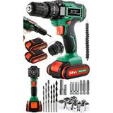 Spech Power USA Darbeli 58 Vf 12 Ah Bakır Sargılı Motor Çelik Şanzıman Şarjlı Matkap Vidalama Çift Akü